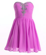  Lilac Sweetheart Lace Up Beading and Ruching Prom Party Dress Sleeveless