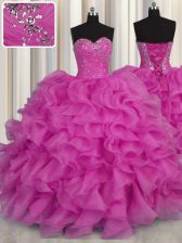Elegant Floor Length Ball Gowns Sleeveless Fuchsia Ball Gown Prom Dress Lace Up