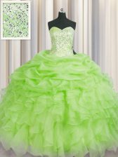 Amazing Sleeveless Organza Lace Up Ball Gown Prom Dress for Military Ball and Sweet 16 and Quinceanera