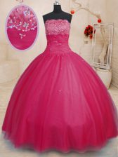 Free and Easy Off The Shoulder Sleeveless Tulle 15th Birthday Dress Beading Lace Up
