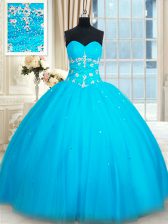 Great Sleeveless Lace Up Floor Length Beading Quinceanera Dress