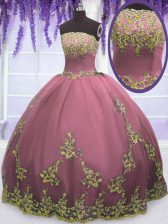  Lilac Strapless Zipper Appliques 15th Birthday Dress Sleeveless