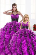  Sleeveless Lace Up Floor Length Beading and Appliques and Ruffles Quinceanera Gown