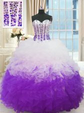 Glorious Sweetheart Sleeveless Organza Sweet 16 Quinceanera Dress Beading and Ruffles Lace Up