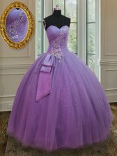 Colorful Floor Length Lilac Quinceanera Dresses Sweetheart Sleeveless Lace Up