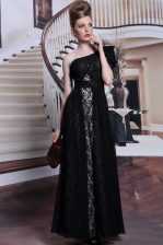 Clearance One Shoulder Lace Sleeveless Floor Length Evening Dress and Lace and Sequins