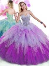  Multi-color Sleeveless Tulle Lace Up Quinceanera Dresses for Military Ball and Sweet 16 and Quinceanera