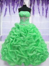 Dynamic Organza Sleeveless Floor Length Sweet 16 Quinceanera Dress and Beading