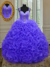 Eye-catching Straps Sleeveless Zipper Floor Length Beading and Ruffles 15th Birthday Dress