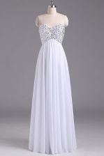 Noble Sleeveless Lace Up Floor Length Beading and Ruching Dress for Prom
