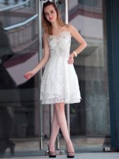 New Style White Sleeveless Organza Zipper Prom Dresses for Prom and Party