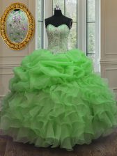 Best Selling Sleeveless Floor Length Beading and Ruffles and Pick Ups Lace Up Quinceanera Dress
