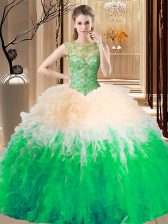  Floor Length Multi-color Sweet 16 Dresses High-neck Sleeveless Backless