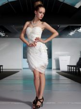 Delicate Column/Sheath Prom Gown White Sweetheart Chiffon Sleeveless Knee Length Side Zipper