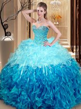  Asymmetrical Ball Gowns Sleeveless Multi-color Quinceanera Dress Lace Up