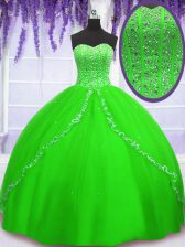  Sleeveless Tulle Floor Length Lace Up 15th Birthday Dress in with Beading