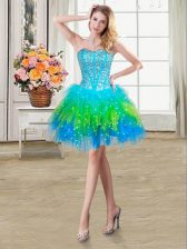  Multi-color Sweetheart Lace Up Beading and Ruffles Prom Evening Gown Sleeveless