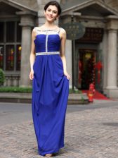 Eye-catching Royal Blue Dress for Prom Prom and Party with Beading Square Sleeveless Zipper