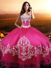  Floor Length Ball Gowns Sleeveless Hot Pink Quinceanera Dress Lace Up