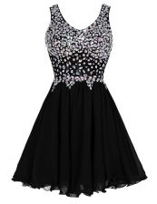 Sophisticated Black Dress for Prom Prom and Party with Beading Straps Sleeveless Zipper
