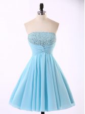  Sleeveless Beading and Sequins and Ruching Zipper Dress for Prom