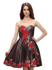  Sleeveless Silk Like Satin Knee Length Zipper Prom Dresses in Multi-color with Embroidery