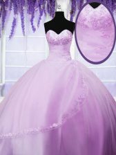 Smart Floor Length Ball Gowns Sleeveless Lilac Quinceanera Gown Lace Up