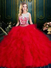 On Sale Scoop Sleeveless Lace and Ruffles Zipper Sweet 16 Dresses