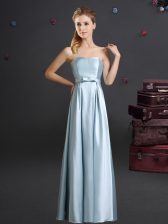 On Sale Floor Length Empire Sleeveless Light Blue Dama Dress Zipper