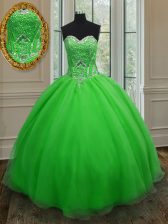  Organza Sweetheart Sleeveless Lace Up Beading and Belt Sweet 16 Dresses in 