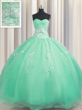 Attractive Zipper Up Ball Gowns Sweet 16 Dresses Apple Green Sweetheart Organza Sleeveless Floor Length Zipper