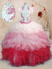 Luxury Brush Train Ball Gowns 15 Quinceanera Dress Multi-color Sweetheart Organza Sleeveless With Train Lace Up