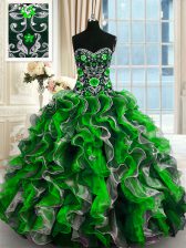  Multi-color Lace Up Sweetheart Beading and Ruffles Quinceanera Dresses Organza Sleeveless