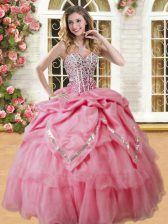 Top Selling Sweetheart Sleeveless Organza Vestidos de Quinceanera Beading and Pick Ups Lace Up