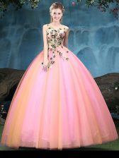 Ideal Multi-color V-neck Neckline Appliques Sweet 16 Quinceanera Dress Sleeveless Lace Up