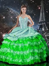 Flare Multi-color Organza Zipper Quinceanera Gown Sleeveless Floor Length Beading and Ruffles