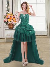 Decent Dark Green Sweetheart Neckline Beading and Appliques and Pick Ups Evening Dress Sleeveless Lace Up