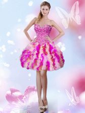 Dynamic Sweetheart Sleeveless Lace Up Multi-color Tulle