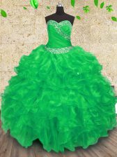 Cute Floor Length Green 15 Quinceanera Dress Sweetheart Sleeveless Lace Up