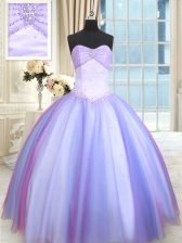 Excellent Multi-color Sweetheart Neckline Beading Ball Gown Prom Dress Sleeveless Lace Up