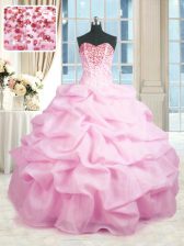 Glorious Organza Sleeveless Floor Length 15 Quinceanera Dress and Beading and Ruffles