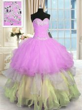 Fashionable Multi-color Sleeveless Appliques and Ruffled Layers Floor Length Sweet 16 Dress