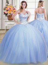  Ball Gowns Sweet 16 Quinceanera Dress Lavender Sweetheart Tulle Sleeveless Floor Length Lace Up