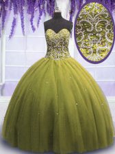 Fashion Sleeveless Lace Up Floor Length Beading and Appliques Quinceanera Gown