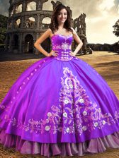 Purple Sweetheart Neckline Embroidery Sweet 16 Dress Sleeveless Lace Up