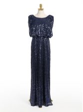 Artistic Scoop Sleeveless Zipper Floor Length Sequins Dress for Prom