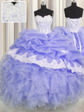  Pick Ups Floor Length Ball Gowns Sleeveless Lavender Quinceanera Gown Lace Up