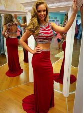  Scoop Red Backless Sequins Sleeveless Floor Length