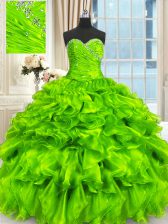  Ball Gowns Sweet 16 Quinceanera Dress Sweetheart Organza Sleeveless Floor Length Lace Up