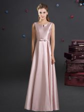  Straps Floor Length Empire Sleeveless Pink Damas Dress Zipper